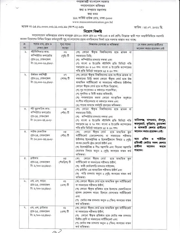mcd job circular 2022